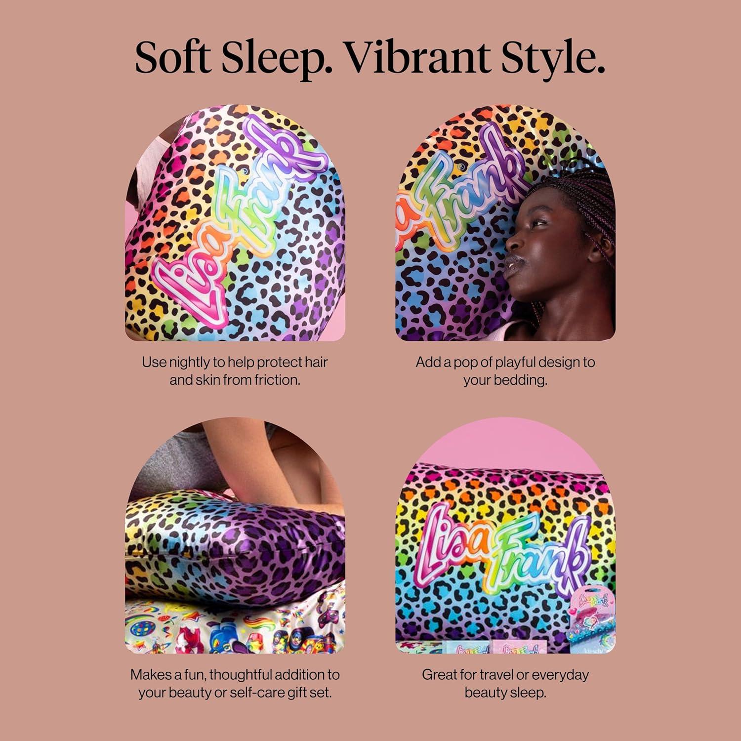 image:imageLisa Frank x Kitsch Satin Pillowcase with Zipper for Hair amp Skin Softer Than Silk Pillow Cases Smooth Cooling Satin Pillow Case WrinkleFree King Size Satin Pillow Case 19x36 Rainbow LeopardRainbow Leopard