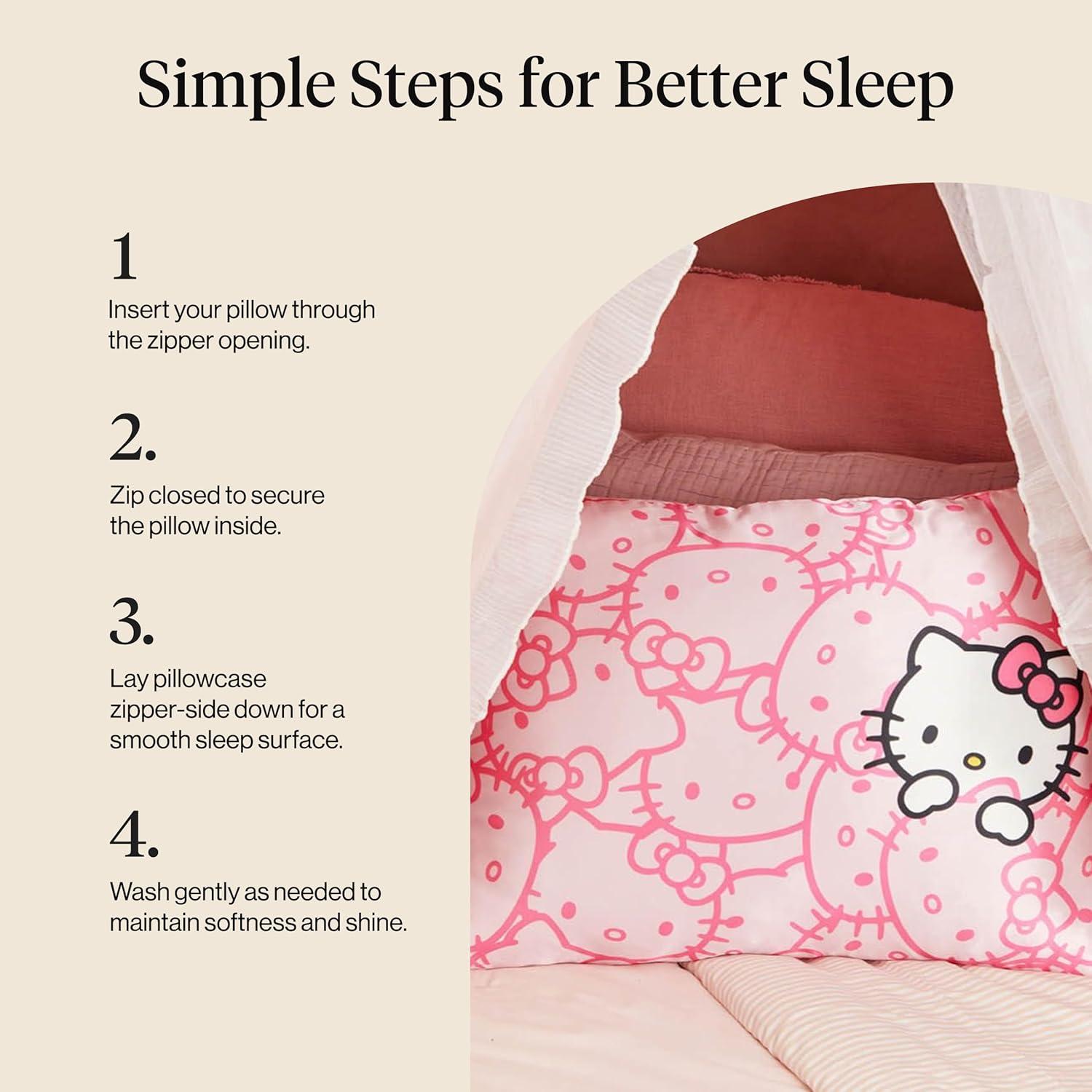 image:imageLisa Frank x Kitsch Satin Pillowcase with Zipper for Hair amp Skin Softer Than Silk Pillow Cases Smooth Cooling Satin Pillow Case WrinkleFree King Size Satin Pillow Case 19x36 Rainbow LeopardHello Kitty Pink Kitty Faces