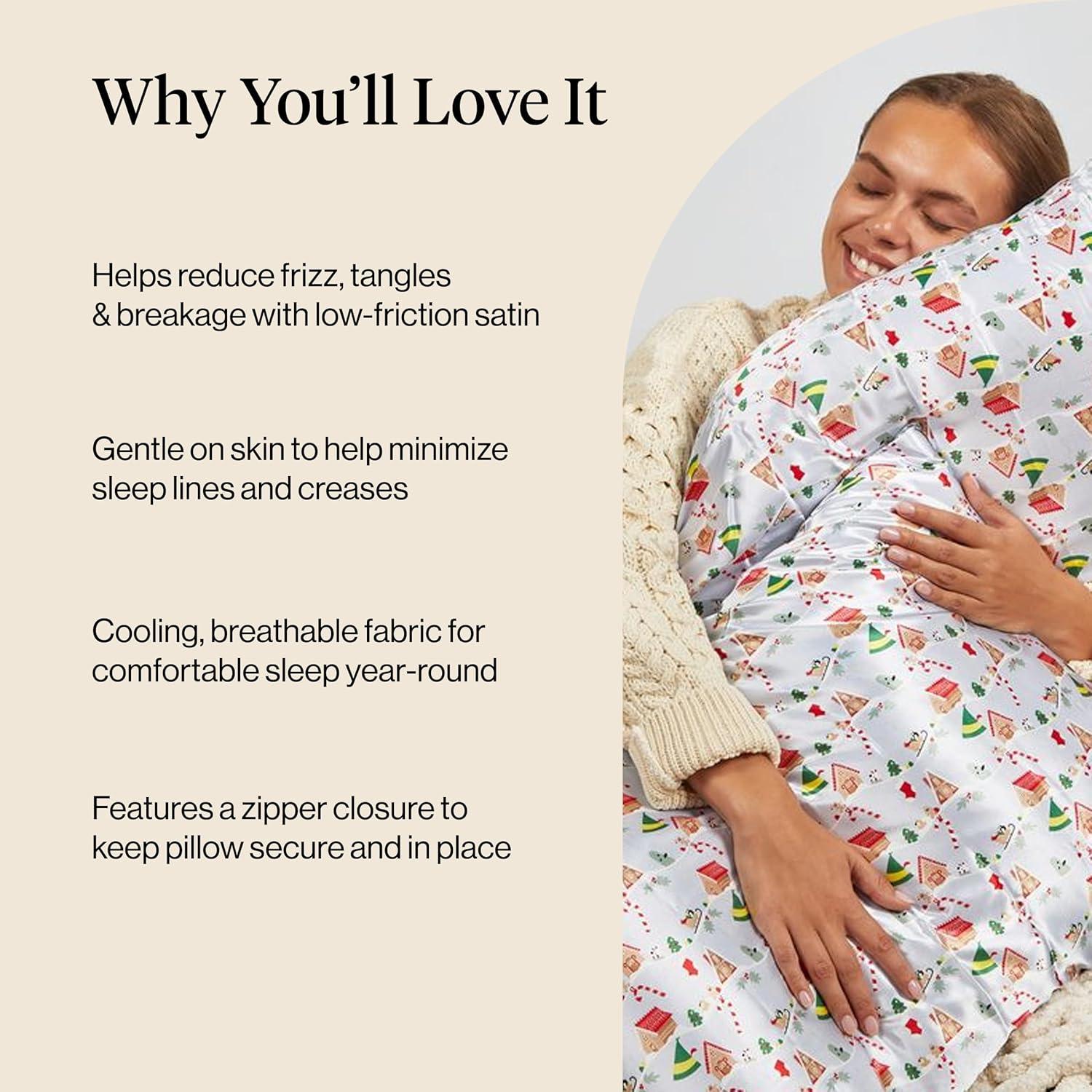 image:imageLisa Frank x Kitsch Satin Pillowcase with Zipper for Hair amp Skin Softer Than Silk Pillow Cases Smooth Cooling Satin Pillow Case WrinkleFree King Size Satin Pillow Case 19x36 Rainbow LeopardElf Periwinkle Christmas