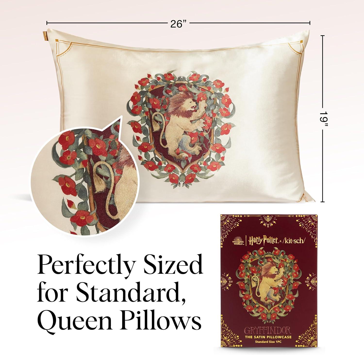 image:imageLisa Frank x Kitsch Satin Pillowcase with Zipper for Hair amp Skin Softer Than Silk Pillow Cases Smooth Cooling Satin Pillow Case WrinkleFree King Size Satin Pillow Case 19x36 Rainbow LeopardHarry Potter Gryffindor