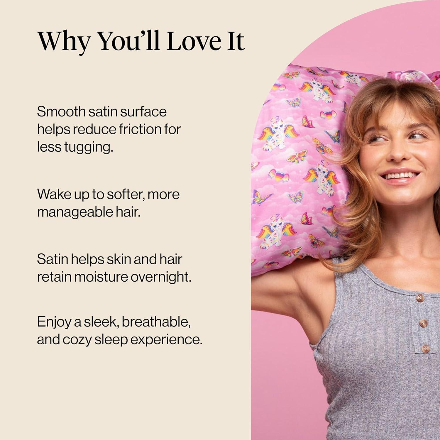 image:imageLisa Frank x Kitsch Satin Pillowcase with Zipper for Hair amp Skin Softer Than Silk Pillow Cases Smooth Cooling Satin Pillow Case WrinkleFree King Size Satin Pillow Case 19x36 Rainbow LeopardAngel Kitty