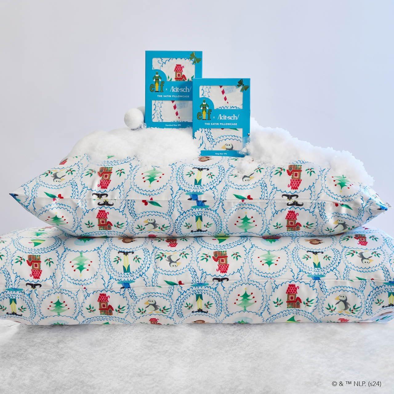 image:imageLisa Frank x Kitsch Satin Pillowcase with Zipper for Hair amp Skin Softer Than Silk Pillow Cases Smooth Cooling Satin Pillow Case WrinkleFree King Size Satin Pillow Case 19x36 Rainbow LeopardElf North Pole