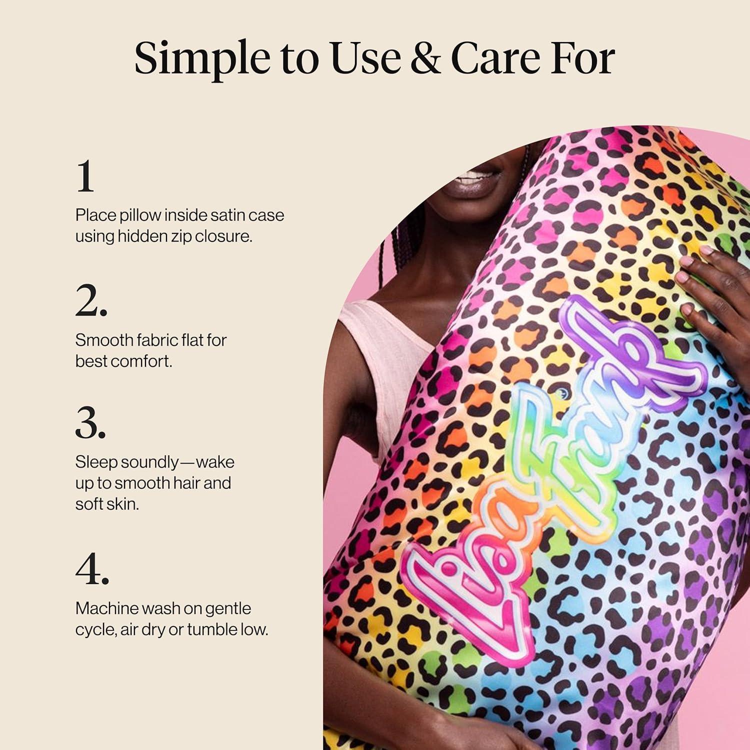 image:imageLisa Frank x Kitsch Satin Pillowcase with Zipper for Hair amp Skin Softer Than Silk Pillow Cases Smooth Cooling Satin Pillow Case WrinkleFree King Size Satin Pillow Case 19x36 Rainbow LeopardRainbow Leopard