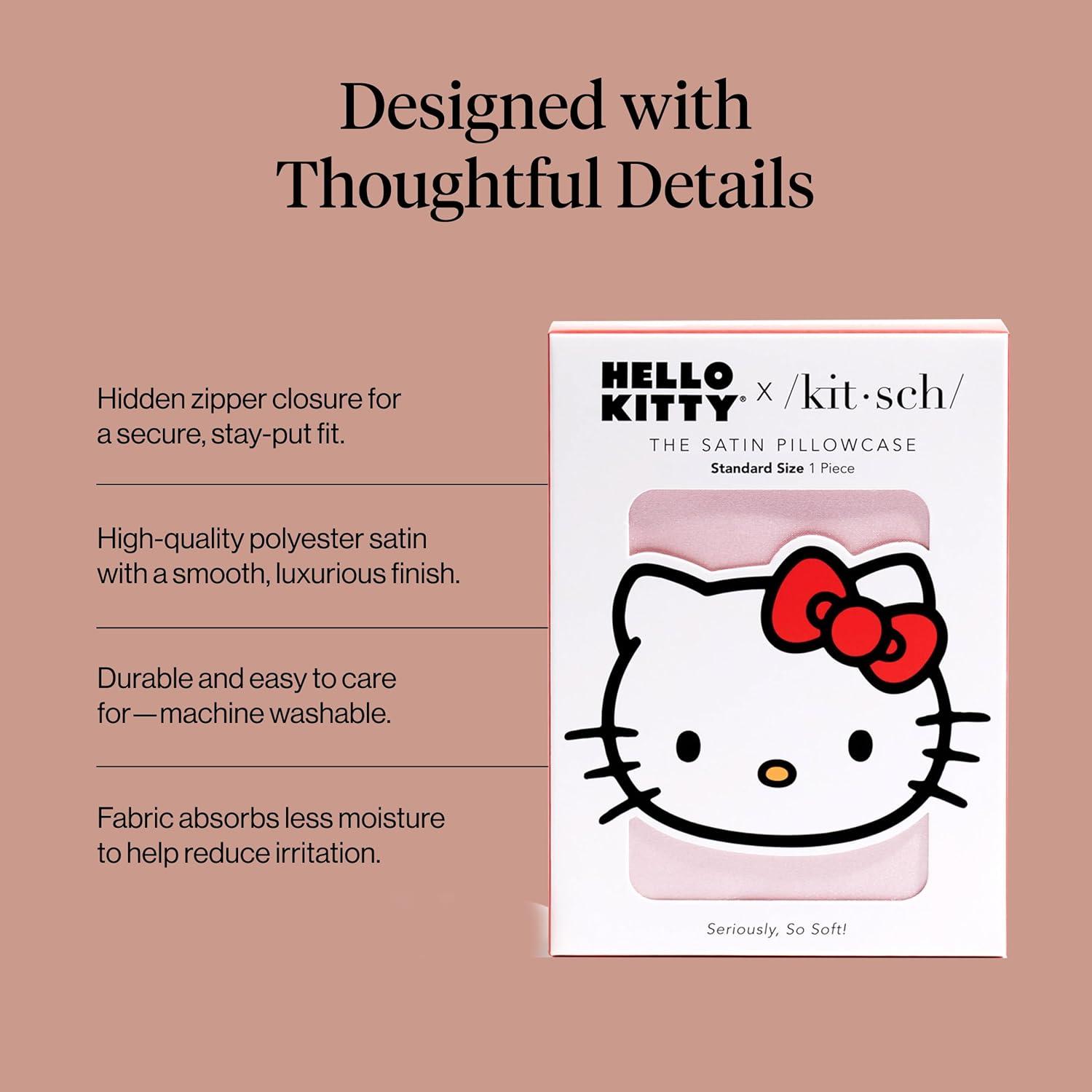 image:imageLisa Frank x Kitsch Satin Pillowcase with Zipper for Hair amp Skin Softer Than Silk Pillow Cases Smooth Cooling Satin Pillow Case WrinkleFree King Size Satin Pillow Case 19x36 Rainbow LeopardHello Kitty Pink Kitty Face