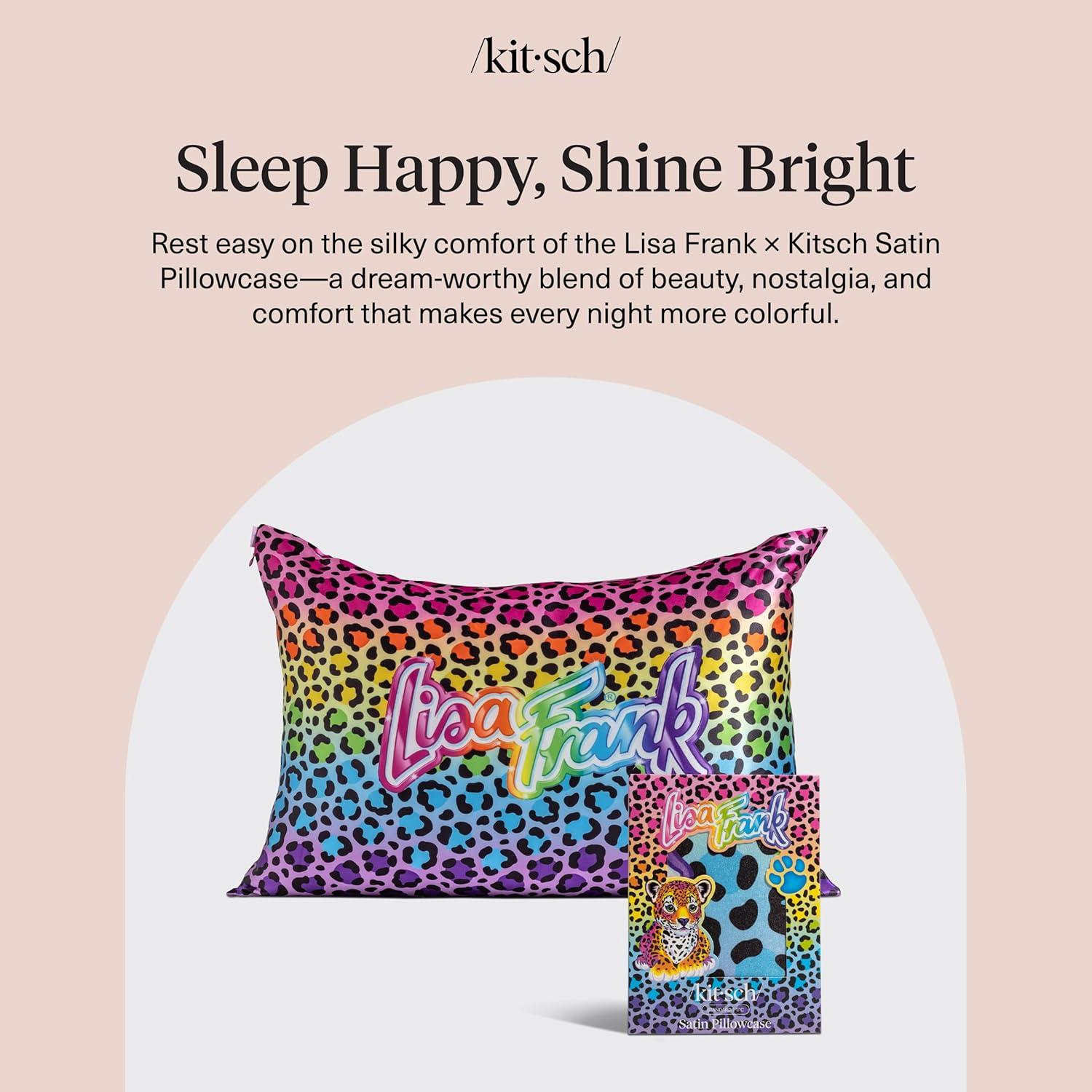image:imageLisa Frank x Kitsch Satin Pillowcase with Zipper for Hair amp Skin Softer Than Silk Pillow Cases Smooth Cooling Satin Pillow Case WrinkleFree King Size Satin Pillow Case 19x36 Rainbow LeopardRainbow Leopard