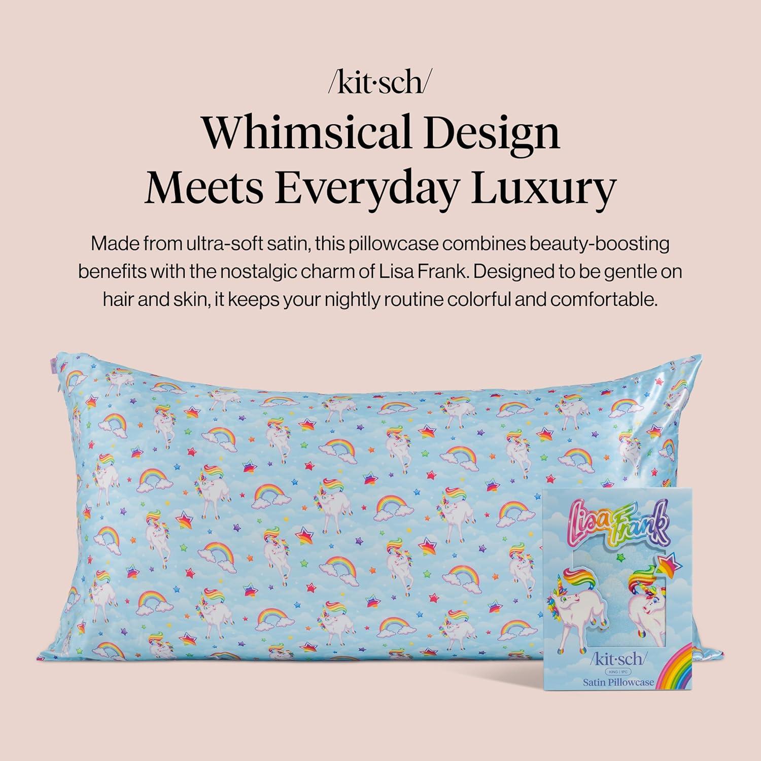 image:imageLisa Frank x Kitsch Satin Pillowcase with Zipper for Hair amp Skin Softer Than Silk Pillow Cases Smooth Cooling Satin Pillow Case WrinkleFree King Size Satin Pillow Case 19x36 Rainbow LeopardMarkietm