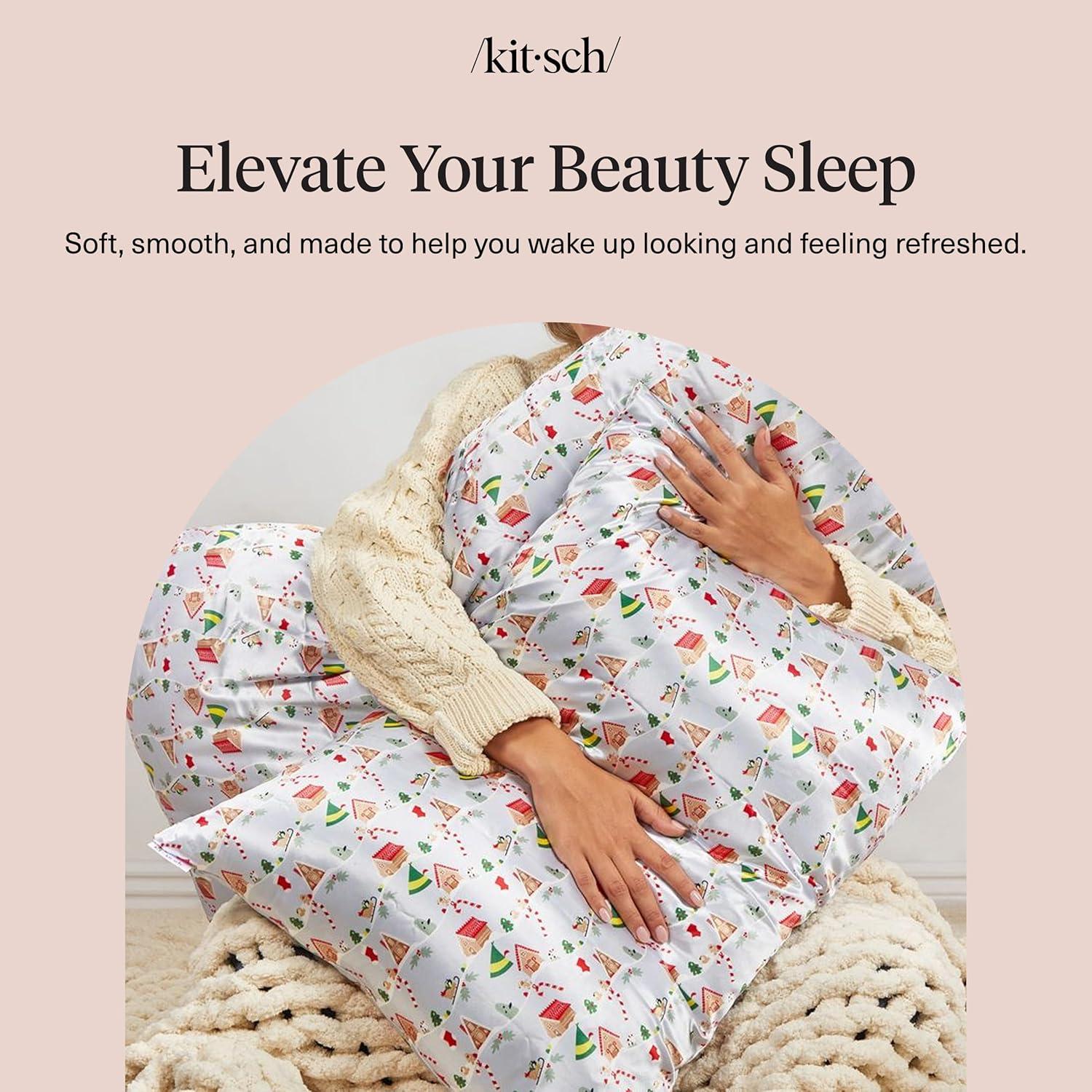 image:imageLisa Frank x Kitsch Satin Pillowcase with Zipper for Hair amp Skin Softer Than Silk Pillow Cases Smooth Cooling Satin Pillow Case WrinkleFree King Size Satin Pillow Case 19x36 Rainbow LeopardElf Periwinkle Christmas