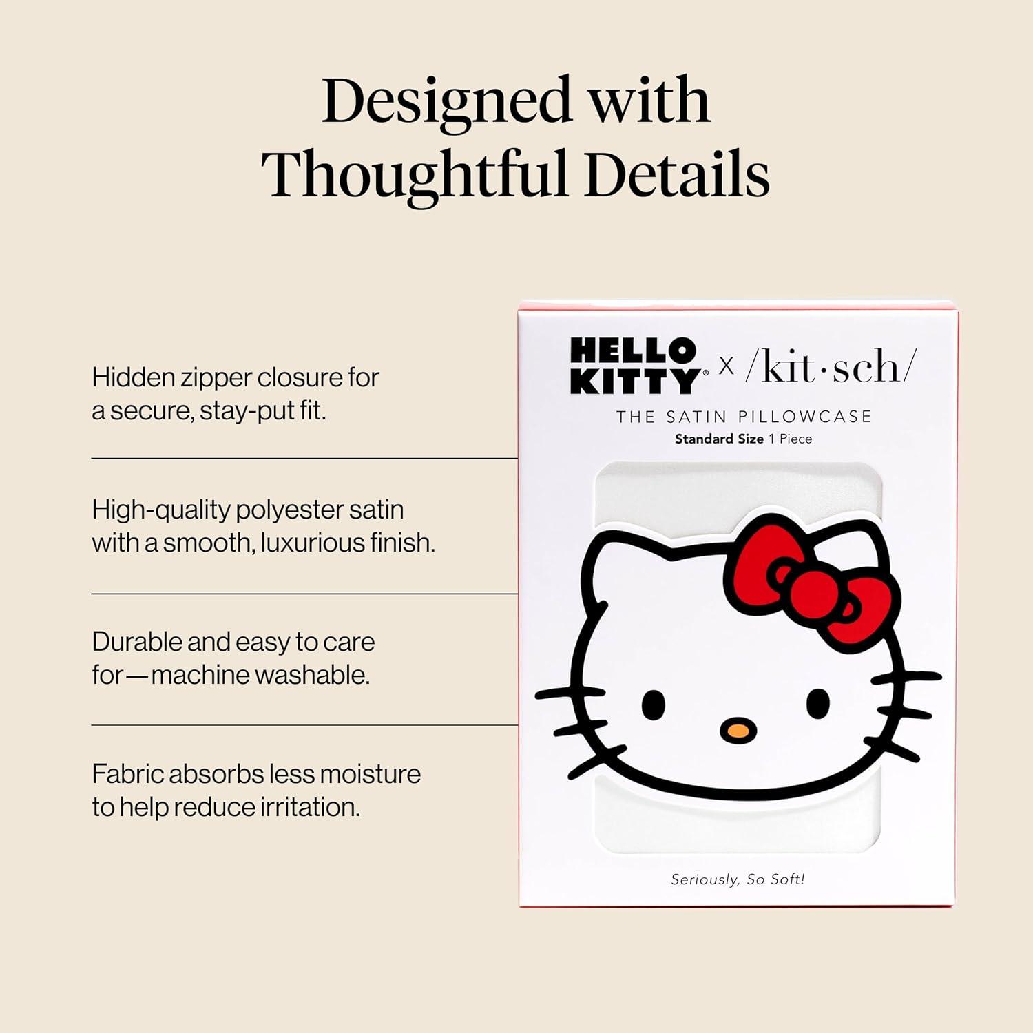 image:imageLisa Frank x Kitsch Satin Pillowcase with Zipper for Hair amp Skin Softer Than Silk Pillow Cases Smooth Cooling Satin Pillow Case WrinkleFree King Size Satin Pillow Case 19x36 Rainbow LeopardHello Kitty Ivory