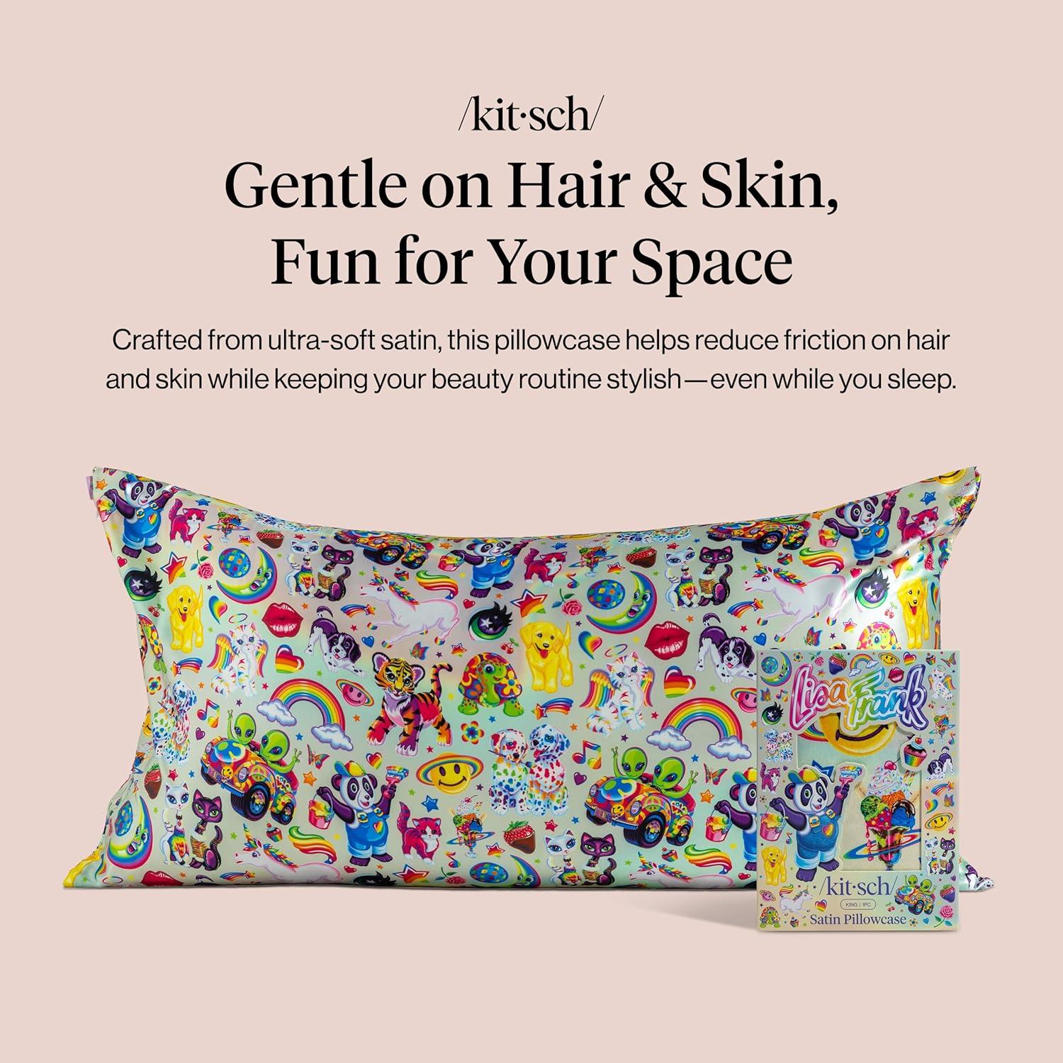 image:imageLisa Frank x Kitsch Satin Pillowcase with Zipper for Hair amp Skin Softer Than Silk Pillow Cases Smooth Cooling Satin Pillow Case WrinkleFree King Size Satin Pillow Case 19x36 Rainbow LeopardLisa Frank