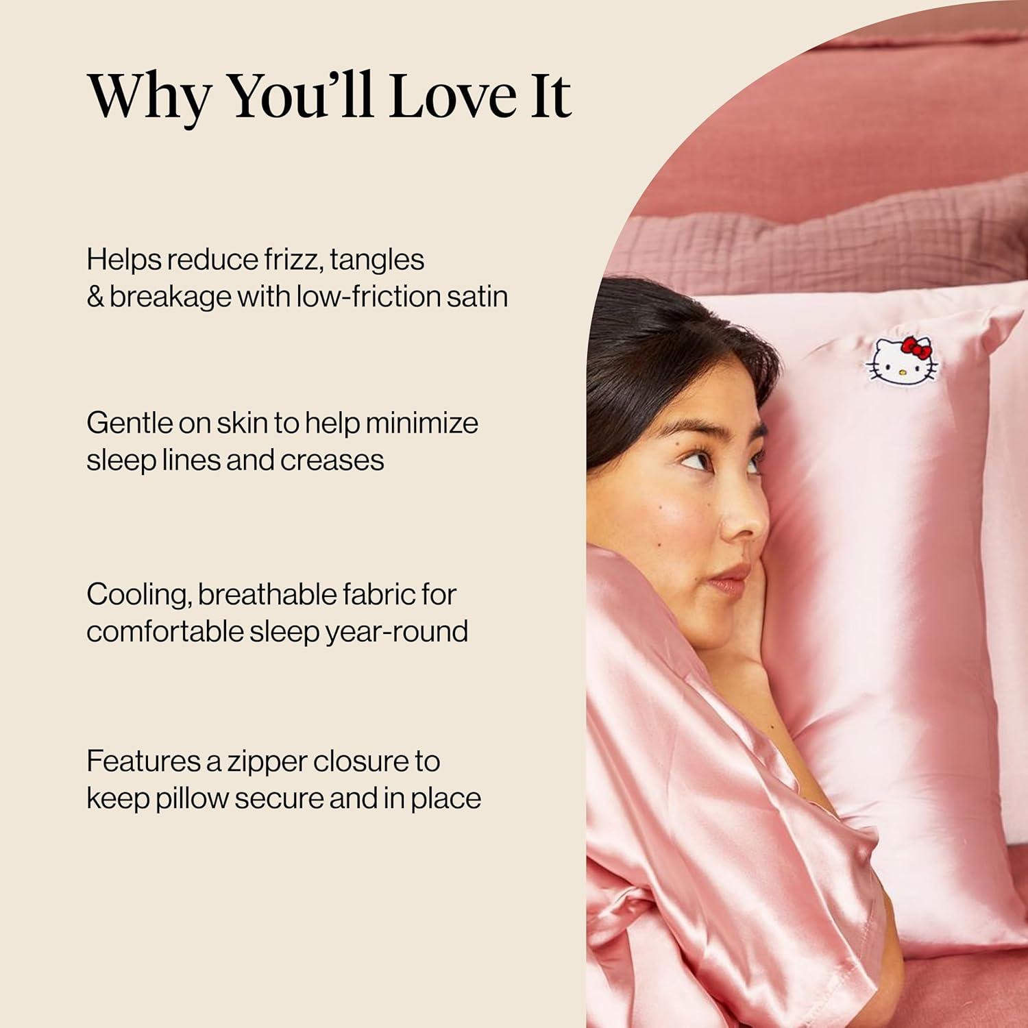 image:imageLisa Frank x Kitsch Satin Pillowcase with Zipper for Hair amp Skin Softer Than Silk Pillow Cases Smooth Cooling Satin Pillow Case WrinkleFree King Size Satin Pillow Case 19x36 Rainbow LeopardHello Kitty Pink Kitty Face