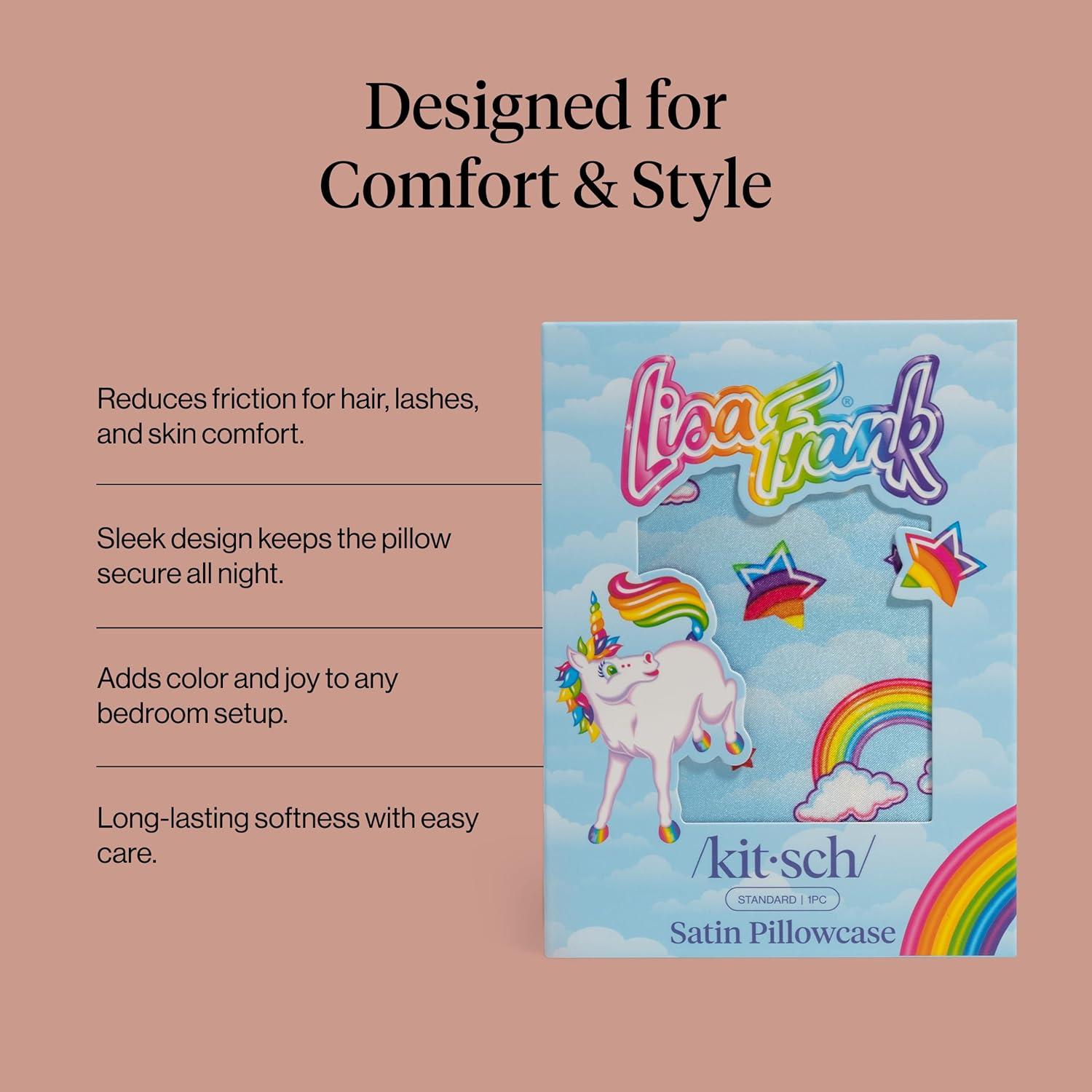 image:imageLisa Frank x Kitsch Satin Pillowcase with Zipper for Hair amp Skin Softer Than Silk Pillow Cases Smooth Cooling Satin Pillow Case WrinkleFree King Size Satin Pillow Case 19x36 Rainbow LeopardMarkietm