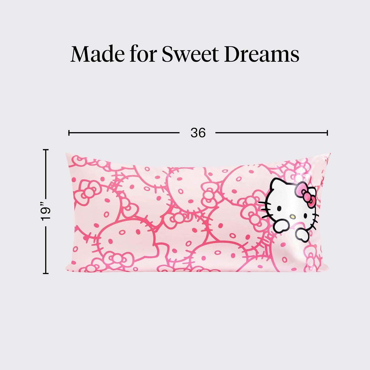image:imageLisa Frank x Kitsch Satin Pillowcase with Zipper for Hair amp Skin Softer Than Silk Pillow Cases Smooth Cooling Satin Pillow Case WrinkleFree King Size Satin Pillow Case 19x36 Rainbow LeopardHello Kitty Pink Kitty Faces