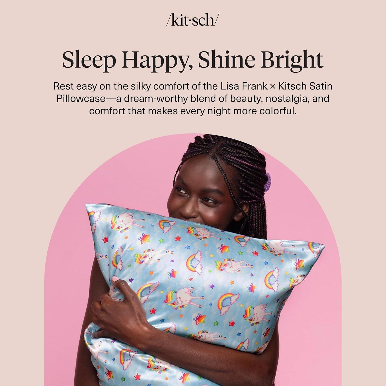 image:imageLisa Frank x Kitsch Satin Pillowcase with Zipper for Hair amp Skin Softer Than Silk Pillow Cases Smooth Cooling Satin Pillow Case WrinkleFree King Size Satin Pillow Case 19x36 Rainbow LeopardMarkietm