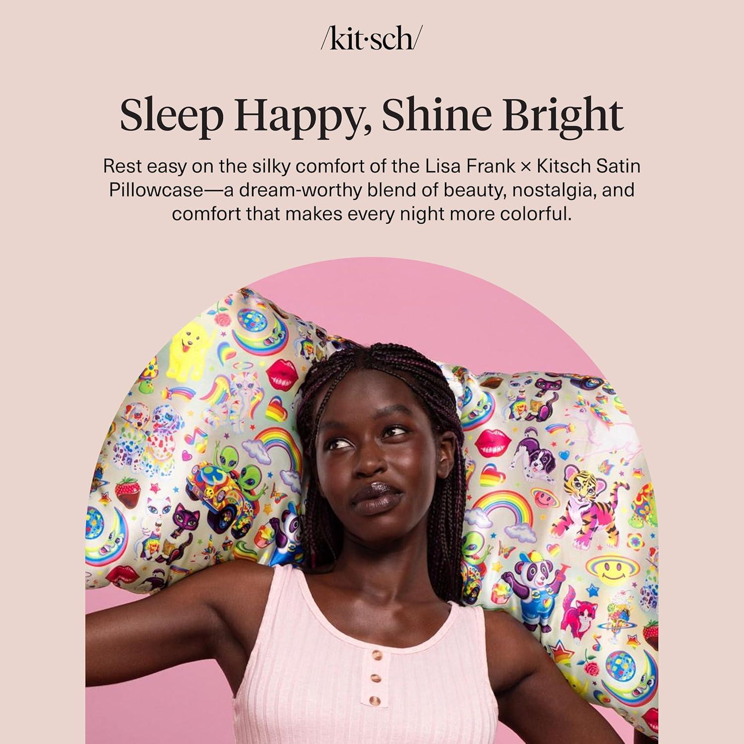 image:imageLisa Frank x Kitsch Satin Pillowcase with Zipper for Hair amp Skin Softer Than Silk Pillow Cases Smooth Cooling Satin Pillow Case WrinkleFree King Size Satin Pillow Case 19x36 Rainbow LeopardLisa Frank