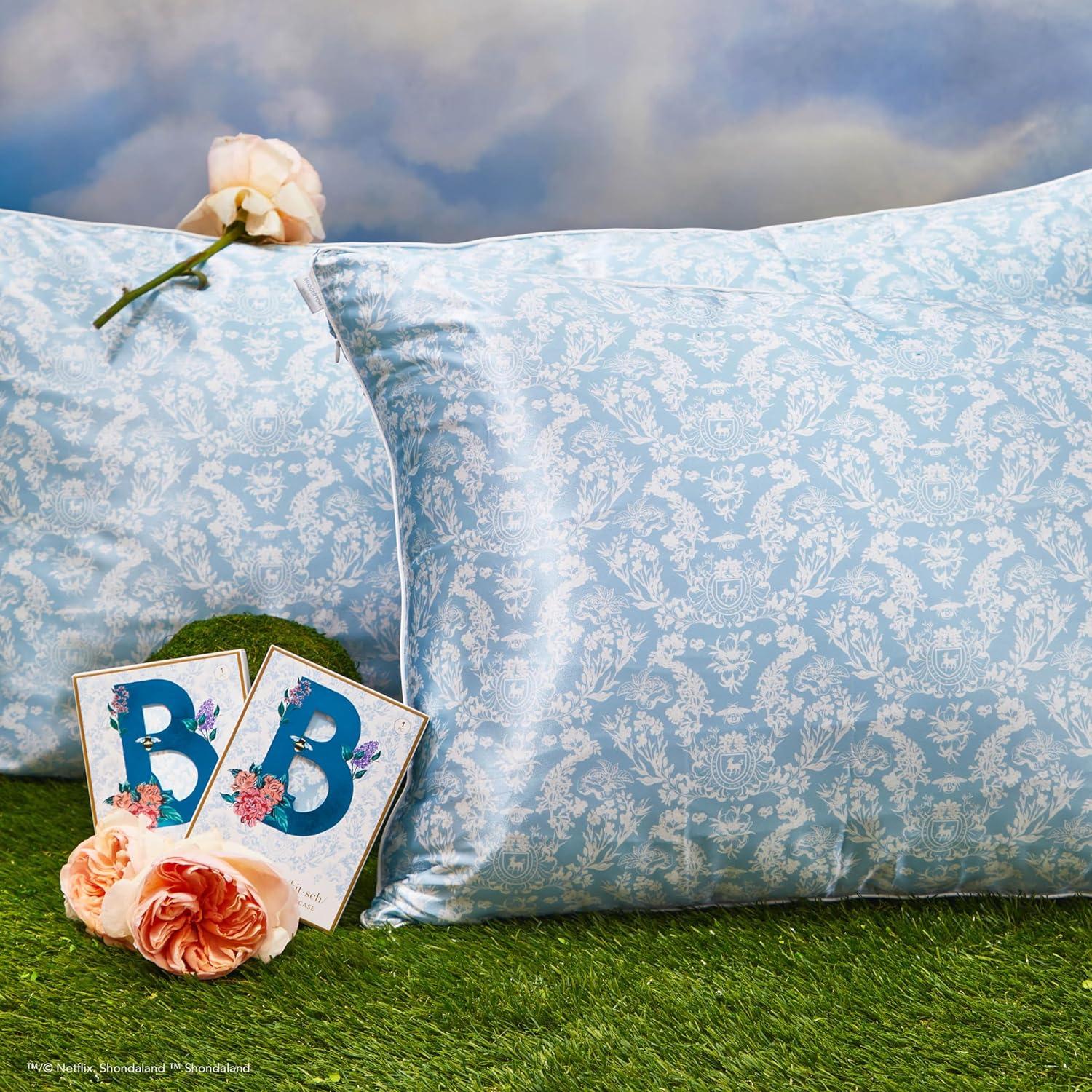 image:imageLisa Frank x Kitsch Satin Pillowcase with Zipper for Hair amp Skin Softer Than Silk Pillow Cases Smooth Cooling Satin Pillow Case WrinkleFree King Size Satin Pillow Case 19x36 Rainbow LeopardBridgerton Toile De Blue