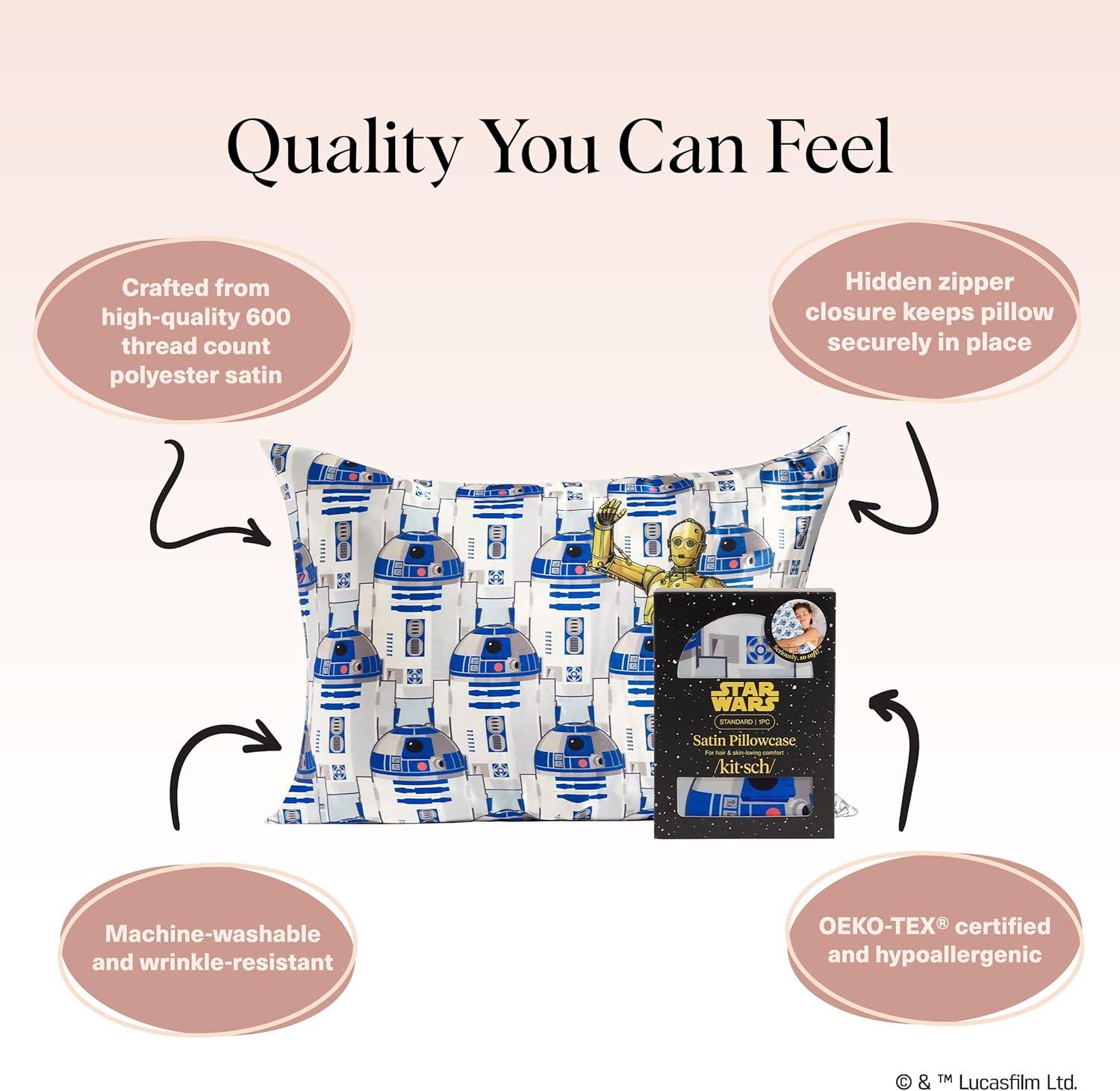 image:imageLisa Frank x Kitsch Satin Pillowcase with Zipper for Hair amp Skin Softer Than Silk Pillow Cases Smooth Cooling Satin Pillow Case WrinkleFree King Size Satin Pillow Case 19x36 Rainbow LeopardR2d2 C3po