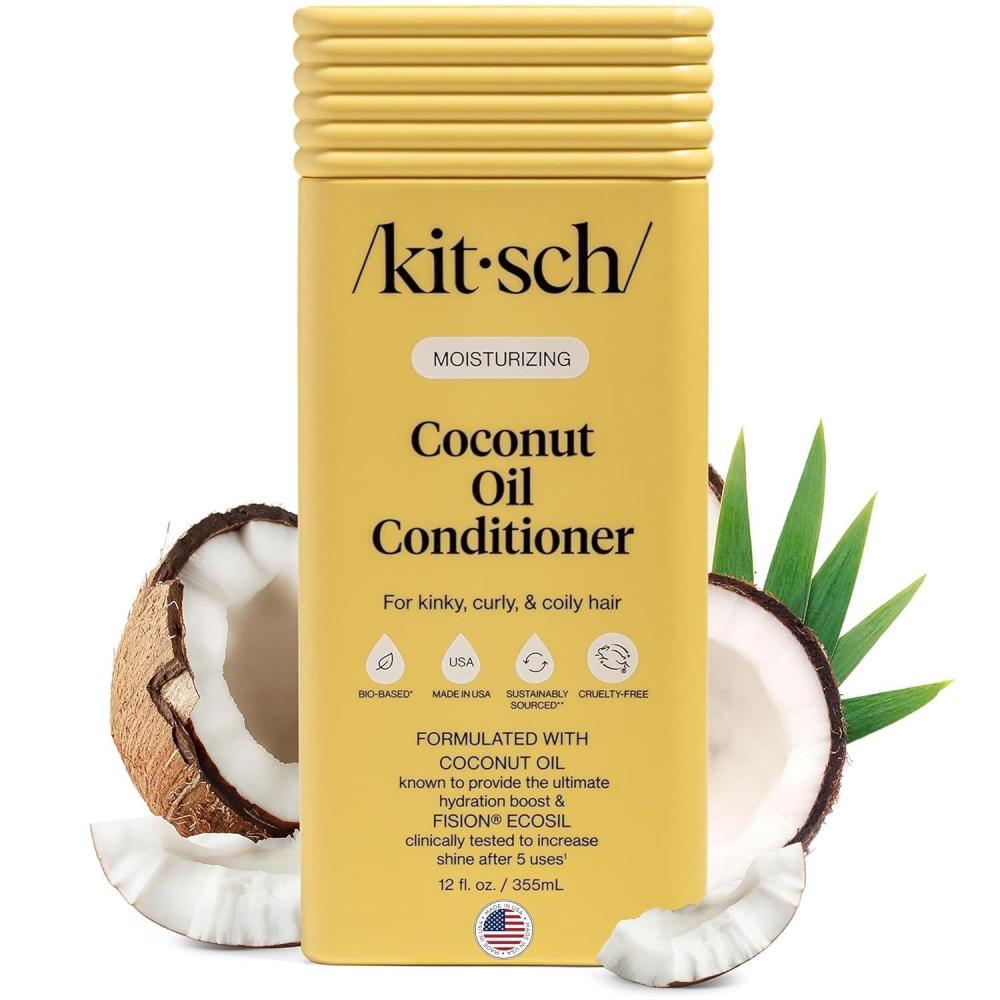 image:imageKitsch Moisturizing Coconut Oil Liquid Conditioner for Women amp Men Coconut Oil Hair Conditioner for Kinky Curly amp Coily Hair Deep Moisture Shine amp Manageability ColorSafe Hair Care 123 oz