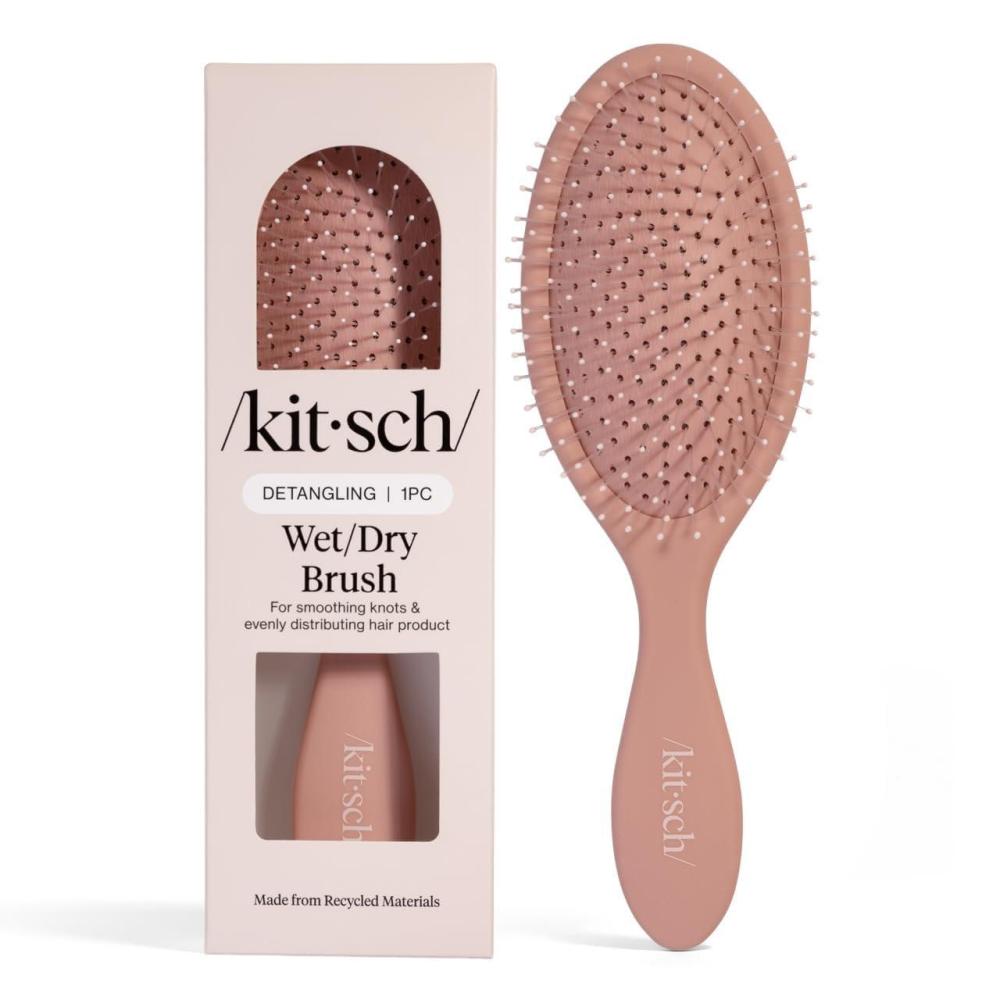 image:imageKitsch Recycled Plastic WetDry Hair Brush Detangling Tool for Curly or Straight Styles Brush for Tangled Strands Flexible Hairbrush Bristles Brushes for Women amp Men Adults amp Kids  TerracottaTerracotta