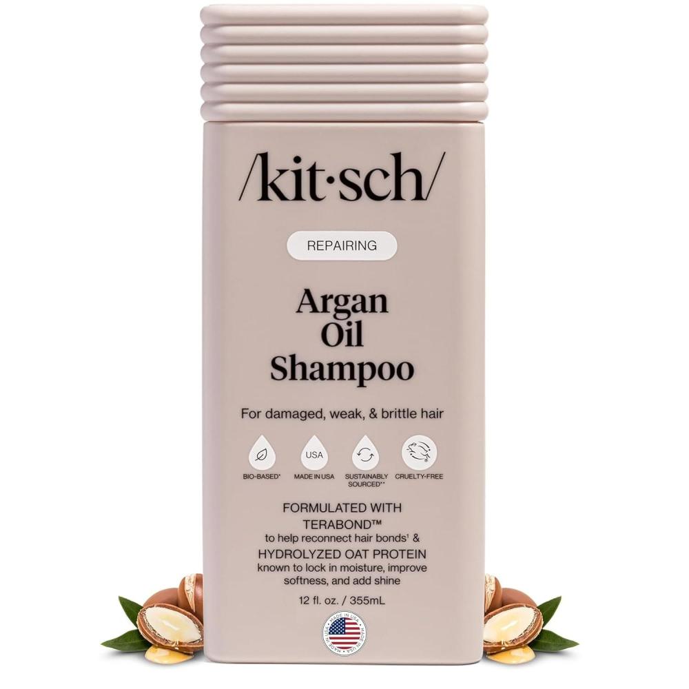 image:imageKitsch Repairing Argan Oil Shampoo for Men amp Women wTerabond  Argan Oil for Hair Repairs amp Renews Damaged Weak amp Brittle Hair  Silicone Paraben amp Sulfate Free Shampoo for Hair Care  123 oz