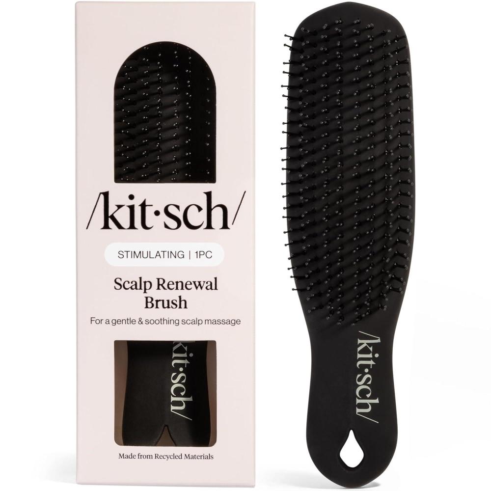 image:imageKitsch Scalp Renewal Brush Exfoliating amp Scalp Massager for Hair Growth Gentle Head Massage Brush to Remove Buildup Boost Circulation amp Relaxing Head Scrubber for Washing Hair Black