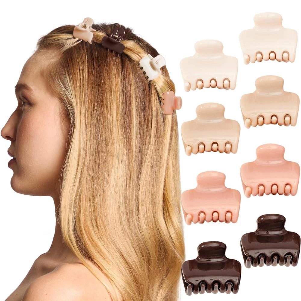 image:imageKitsch Small Hair Clips for Women Stays In Place Without Pulling or Snagging Durable Plastic Sturdy Small Claw Clips Ideal Gifts for Women Black amp Tortoise 6 PcsRosewood