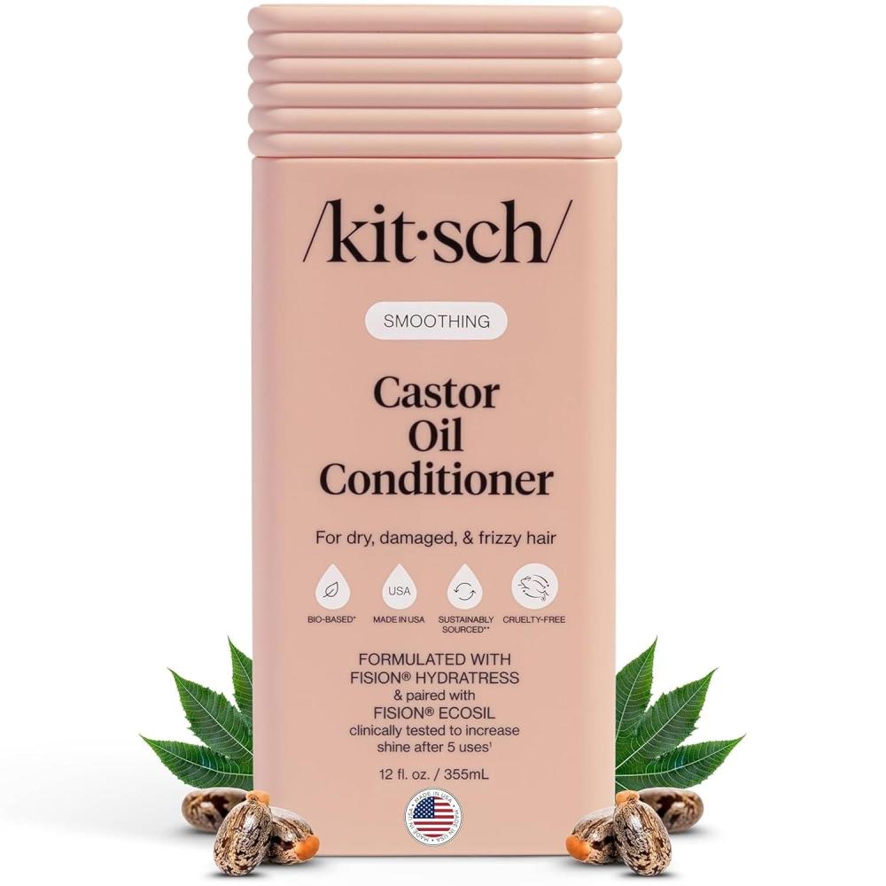 image:imageKitsch Smoothing Castor Oil Liquid Conditioner for Women and Men  Nourishing Hair Conditioner for Dry Damaged amp Frizzy Hair  Clean ColorSafe Hair Care BioBased Formula Made in USA  123 oz