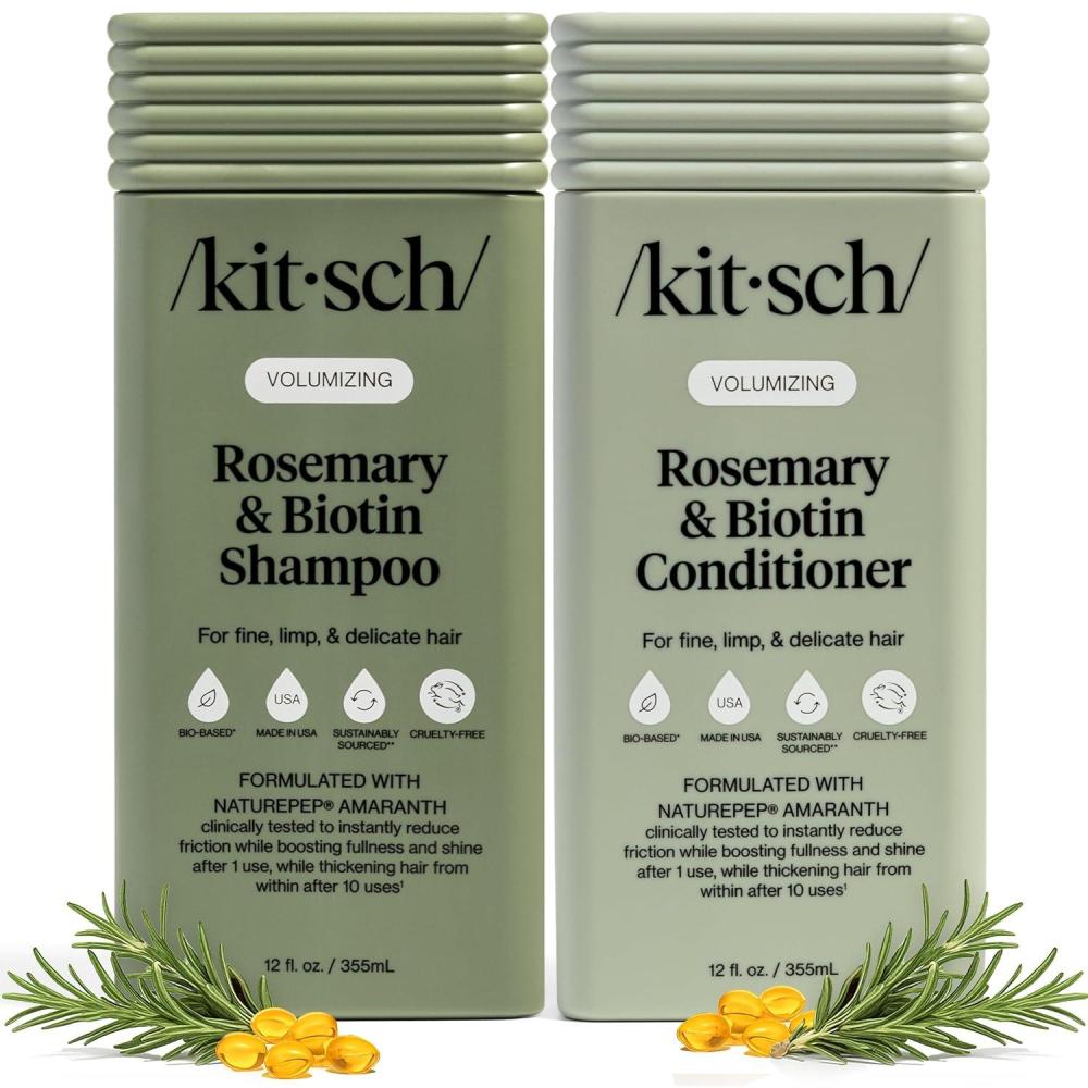 image:imageKitsch Volumizing Rosemary amp Biotin Liquid Shampoo and Conditioner Set for Hair Growth Shampoo for Men and Women Boosts Fullness amp Shine After 1 Use Clean BioBased Hair Care 123 oz