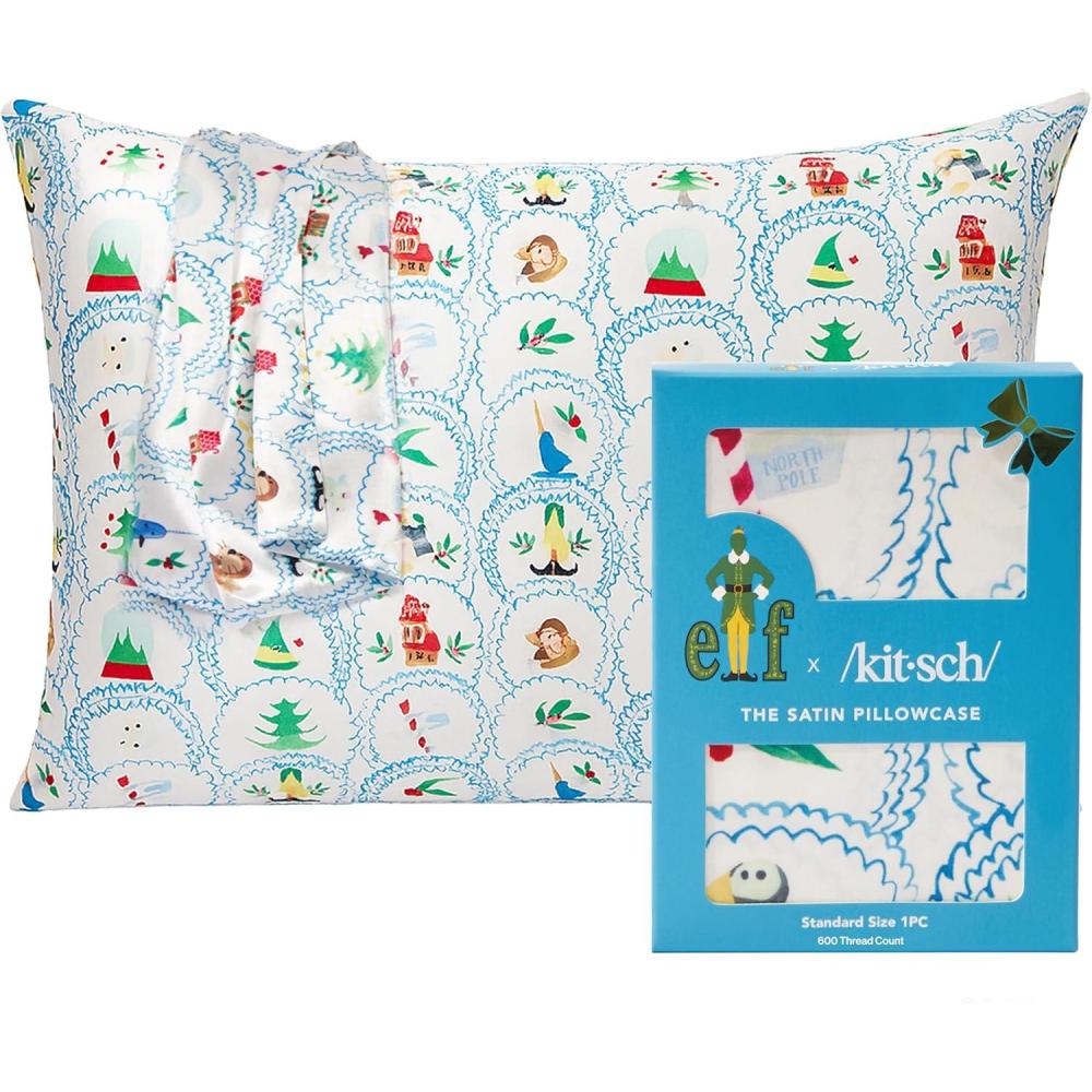 image:imageLisa Frank x Kitsch Satin Pillowcase with Zipper for Hair amp Skin Softer Than Silk Pillow Cases Smooth Cooling Satin Pillow Case WrinkleFree King Size Satin Pillow Case 19x36 Rainbow LeopardElf North Pole