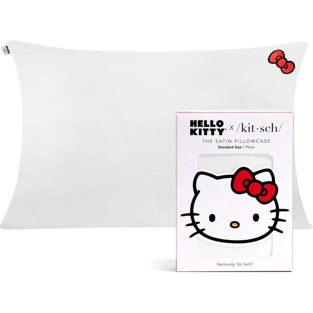 image:imageLisa Frank x Kitsch Satin Pillowcase with Zipper for Hair amp Skin Softer Than Silk Pillow Cases Smooth Cooling Satin Pillow Case WrinkleFree King Size Satin Pillow Case 19x36 Rainbow LeopardHello Kitty Ivory