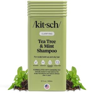 Kitsch Clarifying Tea Tree & Mint Liquid Shampoo for Men and Women – Clarifying Shampoo with Peppermint & Tea Tree Oil for Oily Hair & Scalp Buildup – Clean Color-Safe Hair Care, Made in USA – 12.3 oz