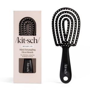 Kitsch Mini Detangling Flexi Hairbrush – Flexible Curly Hair Brush for Women, Men & Kids | Detangler Brush with Bendable Frame and Ultra-Smooth Bristles for Wet or Dry Strands – Black