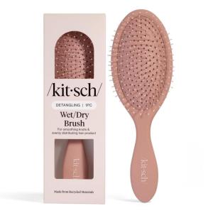 Kitsch Recycled Plastic Wet/Dry Hair Brush, Detangling Tool for Curly or Straight Styles, Brush for Tangled Strands, Flexible Hairbrush Bristles, Brushes for Women & Men, Adults & Kids – Terracotta(Terracotta)