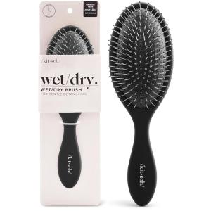 Kitsch Recycled Plastic Wet/Dry Hair Brush, Detangling Tool for Curly or Straight Styles, Brush for Tangled Strands, Flexible Hairbrush Bristles, Brushes for Women & Men, Adults & Kids – Terracotta(Flexi Black)