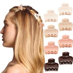 Kitsch Small Hair Clips for Women – Stays In Place Without Pulling or Snagging | Durable Plastic, Sturdy Small Claw Clips | Ideal Gifts for Women – Black & Tortoise, 6 Pcs(Rosewood)
