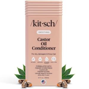 Kitsch Smoothing Castor Oil Liquid Conditioner for Women and Men – Nourishing Hair Conditioner for Dry, Damaged & Frizzy Hair – Clean, Color-Safe Hair Care, Bio-Based Formula, Made in USA – 12.3 oz