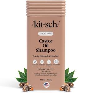 Kitsch Smoothing Castor Oil Liquid Shampoo – Nourishing Hair Shampoo for Men and Women – Smooths Dry, Damaged & Frizzy Hair – Clean, Bio-Based, Color-Safe Hair Care, Made in USA – 12.3 oz