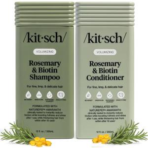 Kitsch Volumizing Rosemary & Biotin Liquid Shampoo and Conditioner Set for Hair Growth – Shampoo for Men and Women, Boosts Fullness & Shine After 1 Use – Clean Bio-Based Hair Care – 12.3 oz