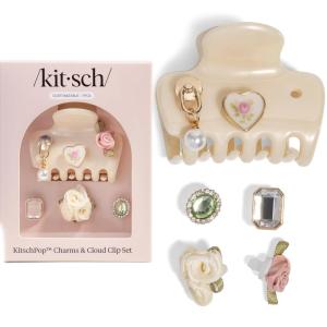 Kitsch x Hello Kitty Medium Hair Clips for Women – Strong Hold Claw Clips for Thick or Thin Hair – Recycled Plastic, Non-Slip, Durable | Ideal Gifts For Women – White with Red Bows(Pearlized Cream)