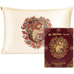 Lisa Frank x Kitsch Satin Pillowcase with Zipper for Hair & Skin – Softer Than Silk Pillow Cases, Smooth Cooling Satin Pillow Case, Wrinkle-Free, King Size Satin Pillow Case (19×36) – Rainbow Leopard(Harry Potter – Gryffindor)