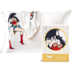 Lisa Frank x Kitsch Satin Pillowcase with Zipper for Hair & Skin – Softer Than Silk Pillow Cases, Smooth Cooling Satin Pillow Case, Wrinkle-Free, King Size Satin Pillow Case (19×36) – Rainbow Leopard(Wonder Woman – Believe in Wonder)
