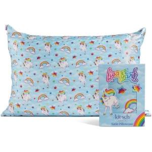 Lisa Frank x Kitsch Satin Pillowcase with Zipper for Hair & Skin – Softer Than Silk Pillow Cases, Smooth Cooling Satin Pillow Case, Wrinkle-Free, King Size Satin Pillow Case (19×36) – Rainbow Leopard(Markietm)